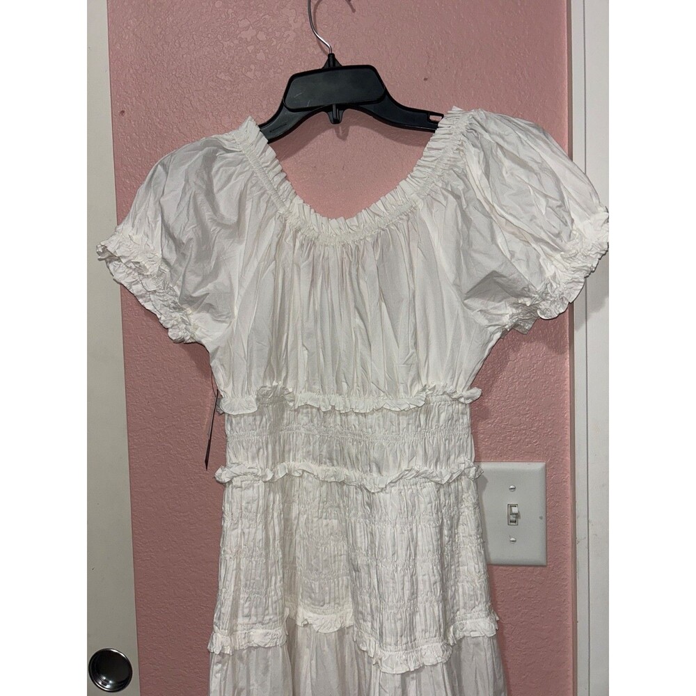 DOEN Leanne Women’s Cotton Scoop Neck Smocked Midi Dress size S NWT Salt White - Picture 8 of 12